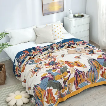 Európska voľný čas, prikrývka pre lôžok luxusný bytový textil 100% bavlna gázy klimatizácia deka posteľ kryt mäkké list pohode deka