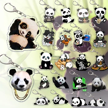 Zviera Panda Roztomilý Keychain KeyRing kľúčenky Chaveiro Roztomilý Kreslený Panda Módne Llaveros pre Vak Prívesok Aaccessories Darček